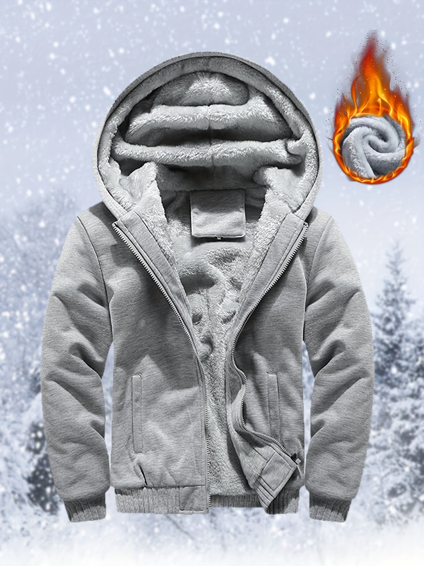 Warme, lässige Sweatshirtjacke für den Winter, Fleecejacke mit Reißverschluss