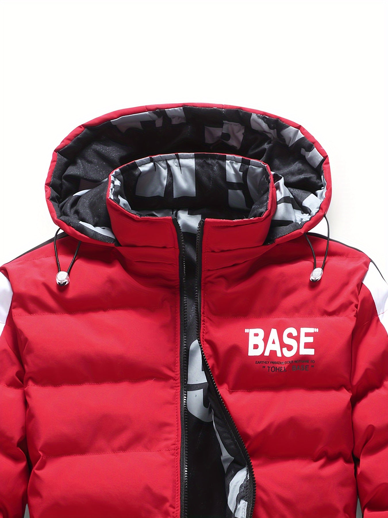 Pufferjacke mit Kapuze für Herren – Lässige Winterjacke aus 100 % Polyester