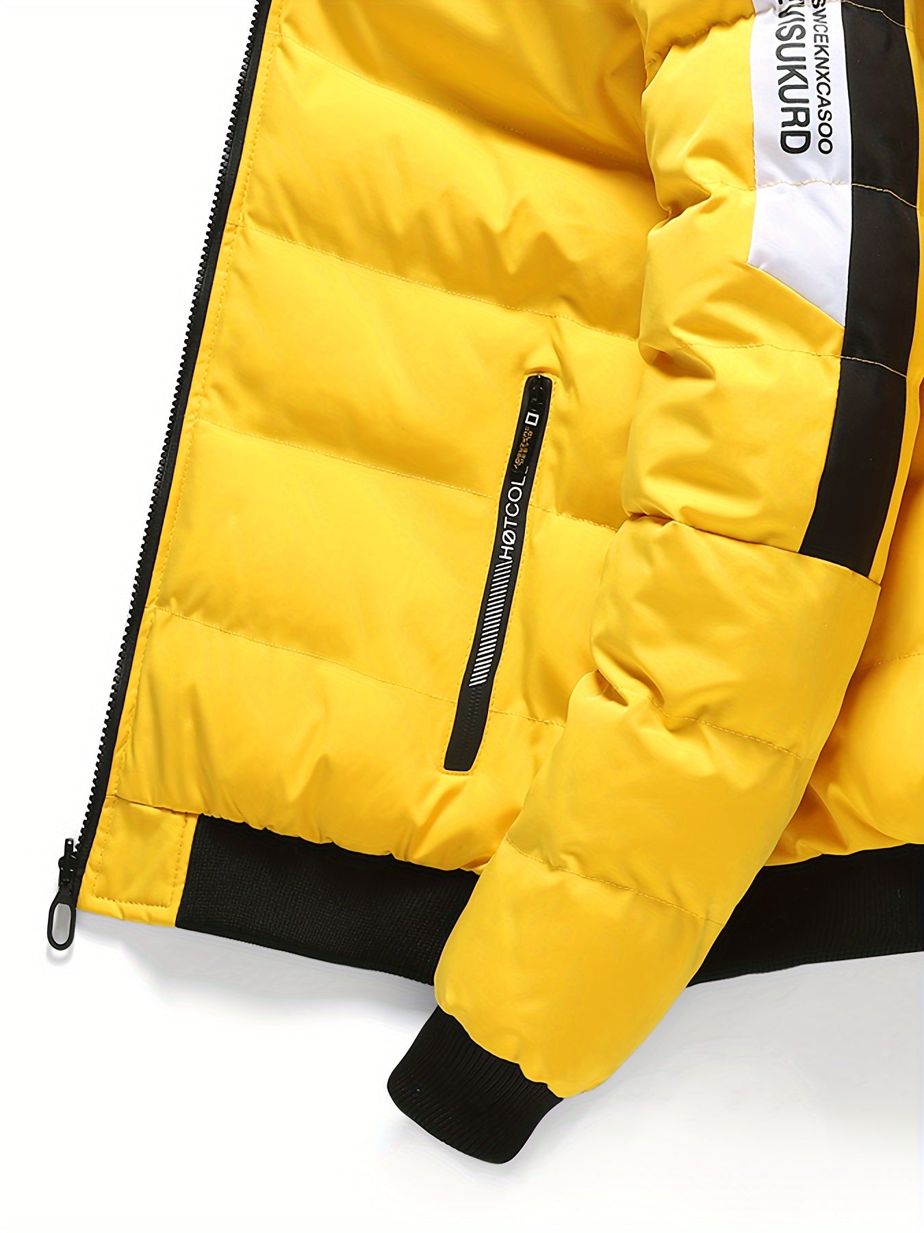 Pufferjacke mit Kapuze für Herren – Lässige Winterjacke aus 100 % Polyester