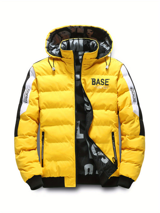 Pufferjacke mit Kapuze für Herren – Lässige Winterjacke aus 100 % Polyester