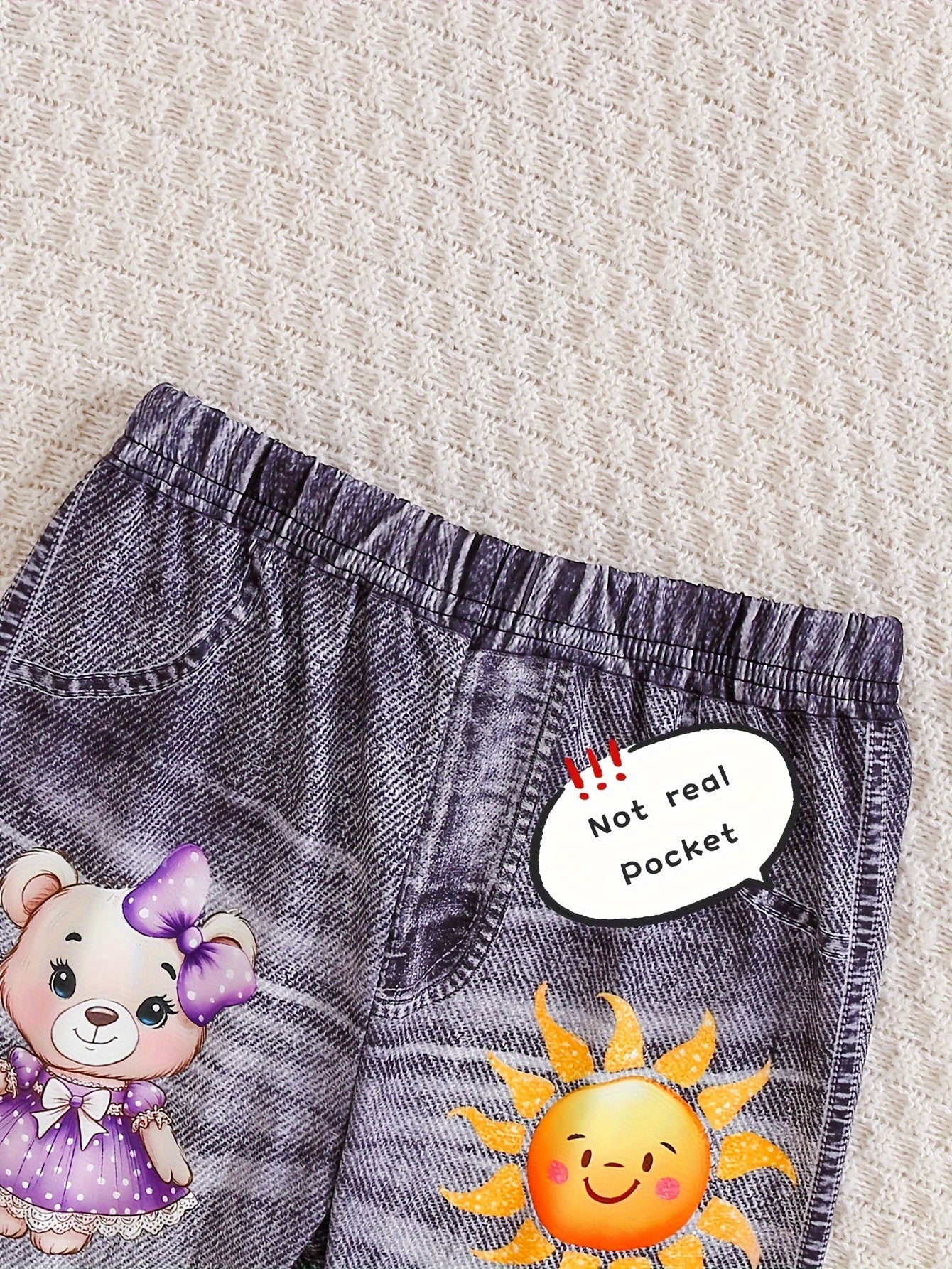 2-teiliges Outfit-Set für Mädchen – Langarmoberteil und Leggings (Jeansimitat)