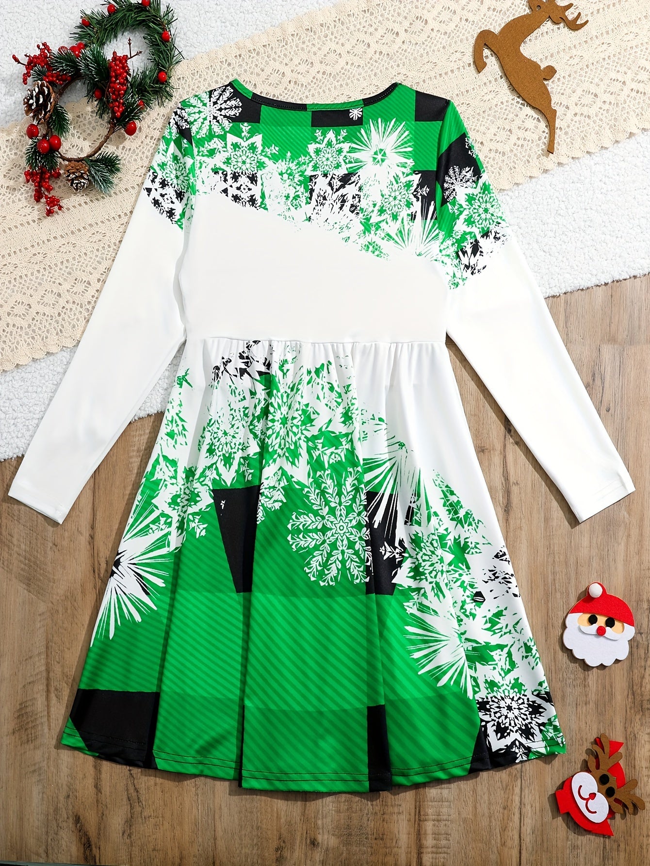 Spleißen Schneemann Langarm Kleid Mädchen Weihnachten / Prinzessin Herbst Winter