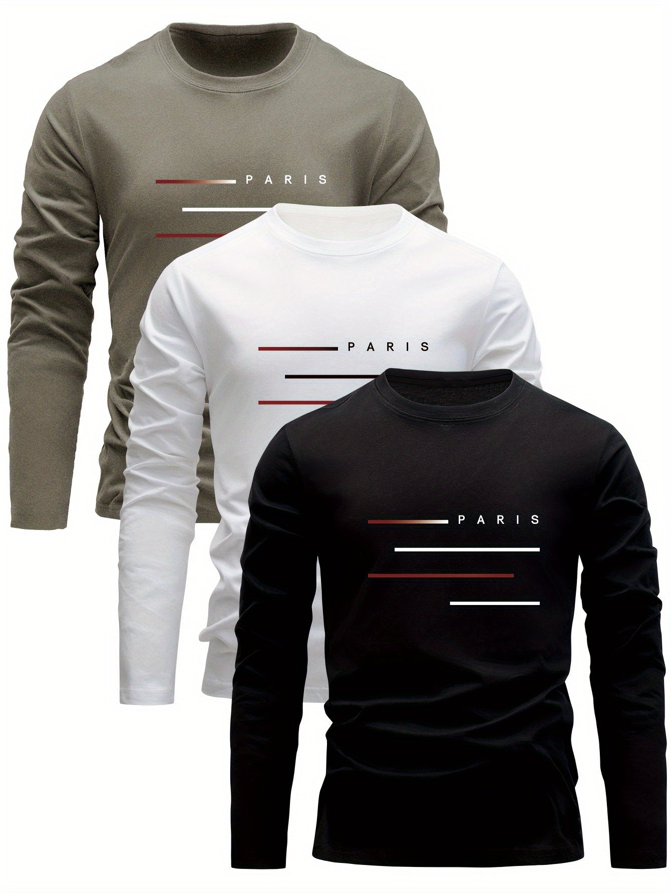 3-teiliges Freizeit-Shirt PARIS aus Baumwolle für Herren – atmungsaktiv, lockere Passform