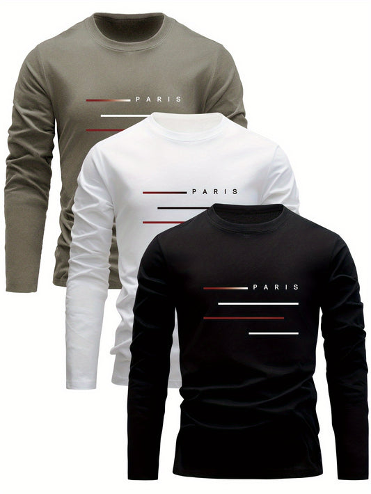3-teiliges Freizeit-Shirt PARIS aus Baumwolle für Herren – atmungsaktiv, lockere Passform
