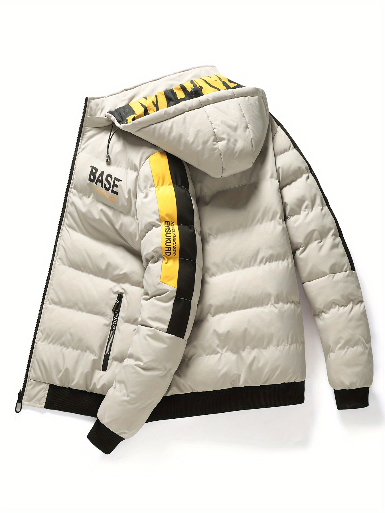 Pufferjacke mit Kapuze für Herren – Lässige Winterjacke aus 100 % Polyester