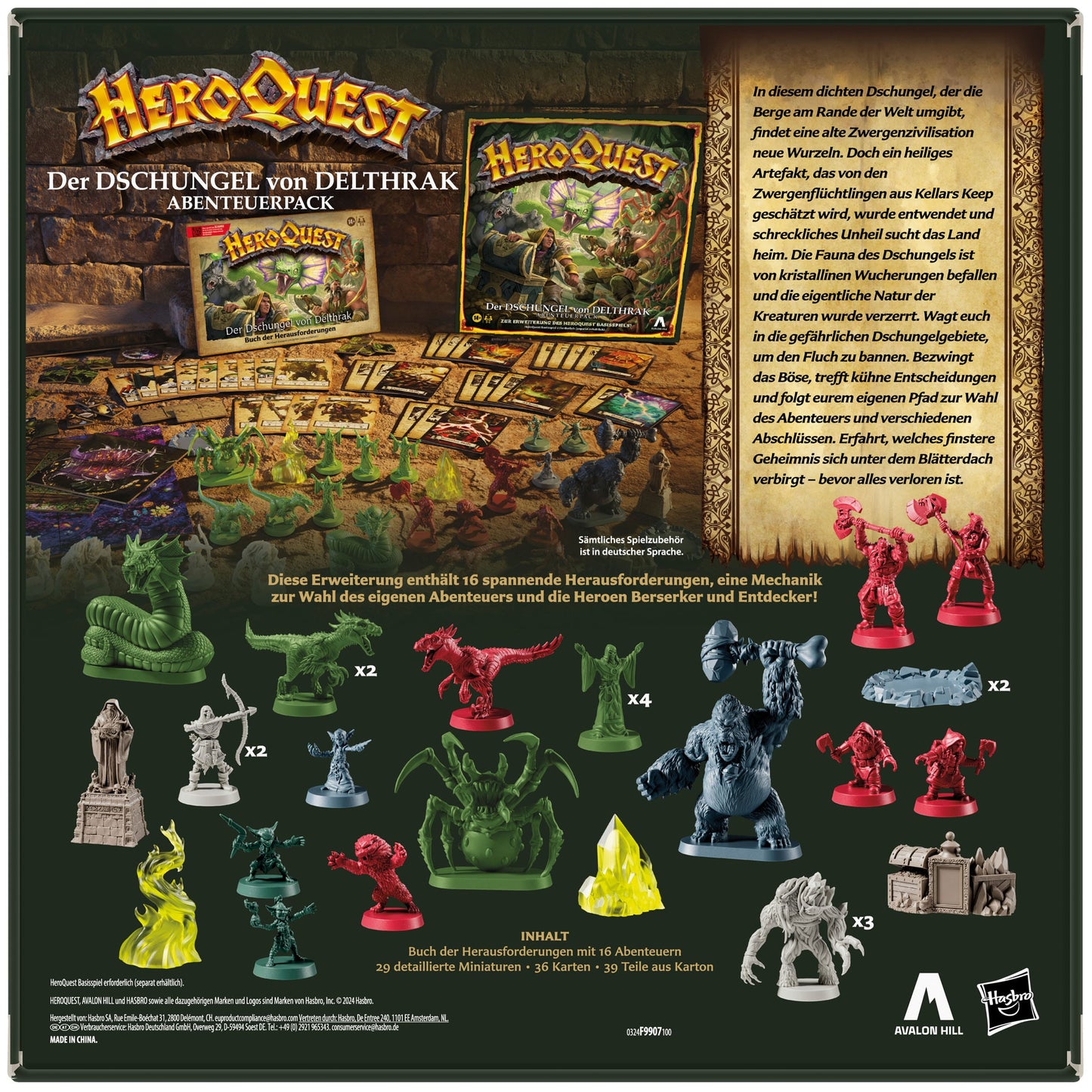 Hasbro HeroQuest Brettspiel-Erweiterung Der Dschungel von Delthrak Abenteuerpack